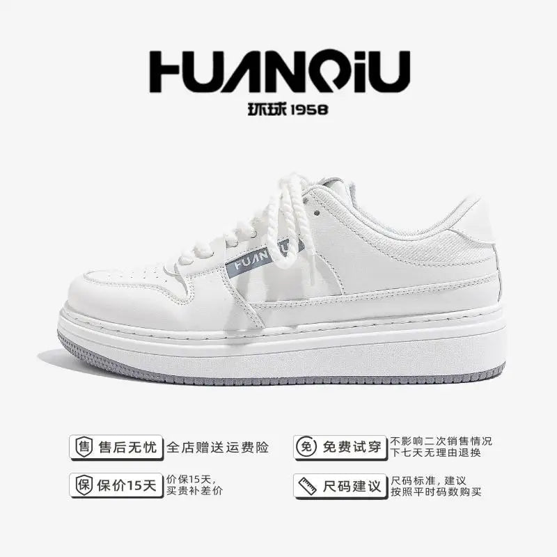 Fashionable Versatile Men's Shoes – Thick Bottom White Casual Sneakers