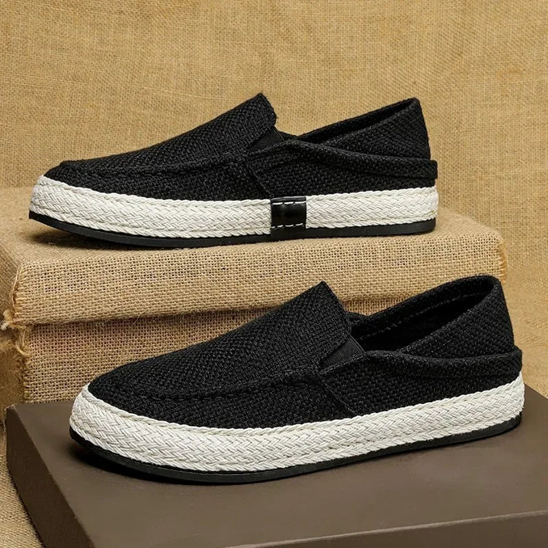 Casual Summer Canvas Men’s Shoes – Linen Fishing Style Slip-Ons 2025