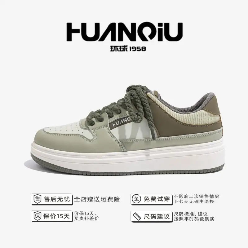 Fashionable Versatile Men's Shoes – Thick Bottom White Casual Sneakers