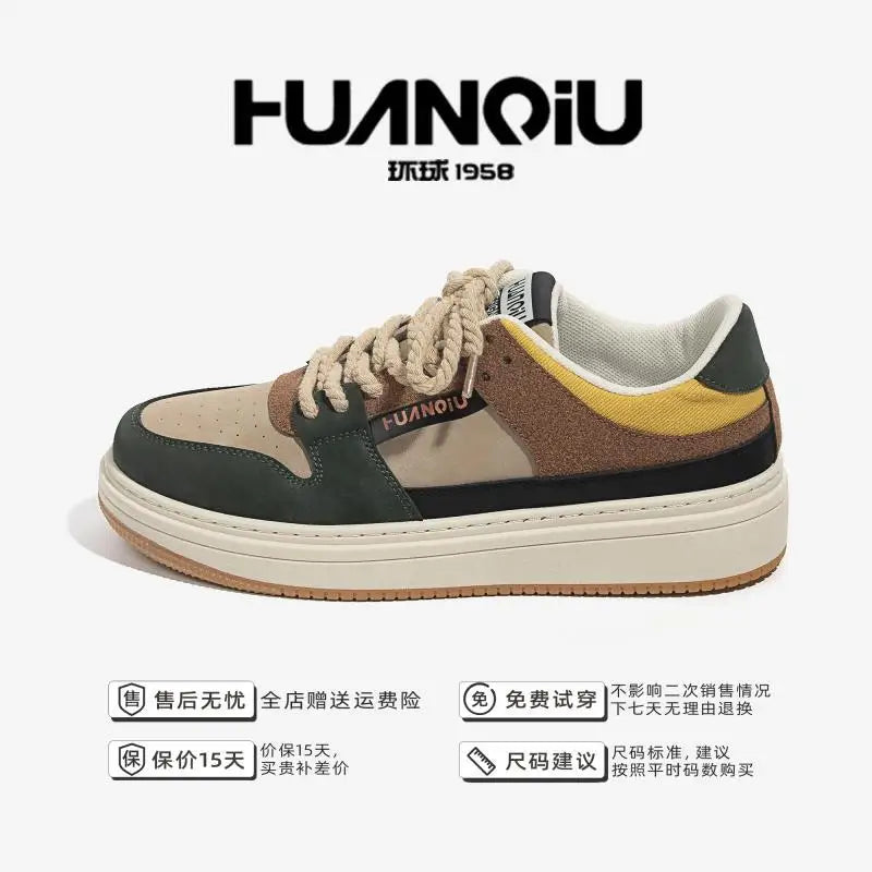 Fashionable Versatile Men's Shoes – Thick Bottom White Casual Sneakers