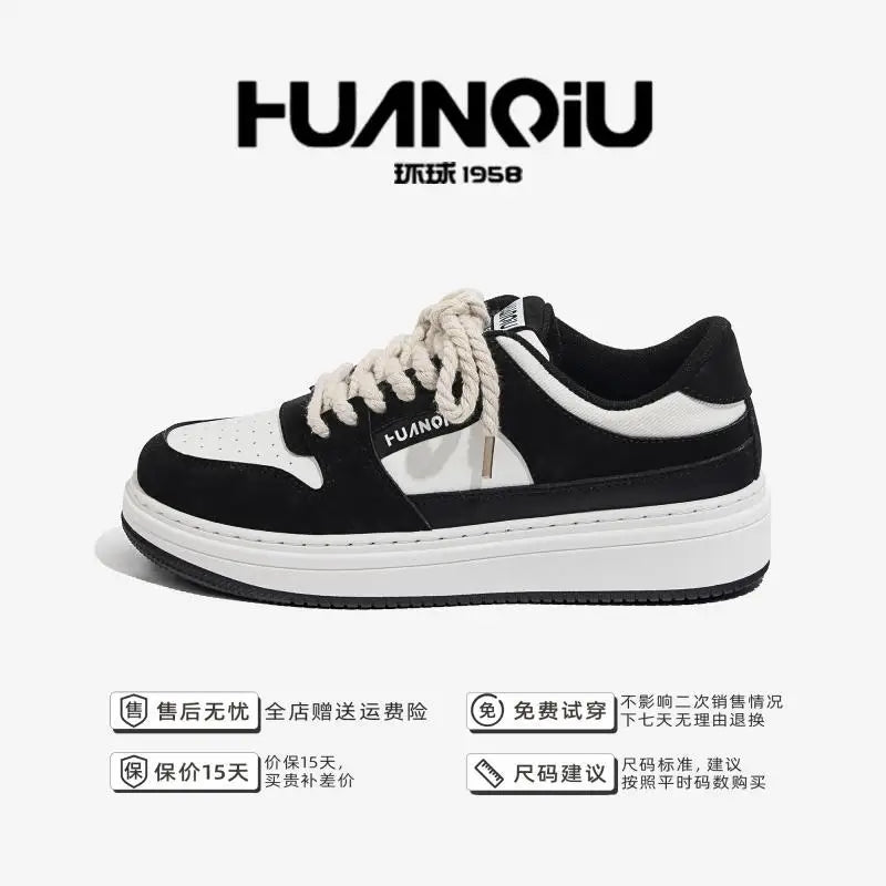 Fashionable Versatile Men's Shoes – Thick Bottom White Casual Sneakers